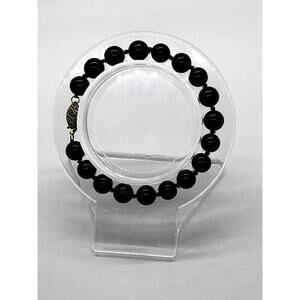 Vintage Black glass hand knotted bracelet